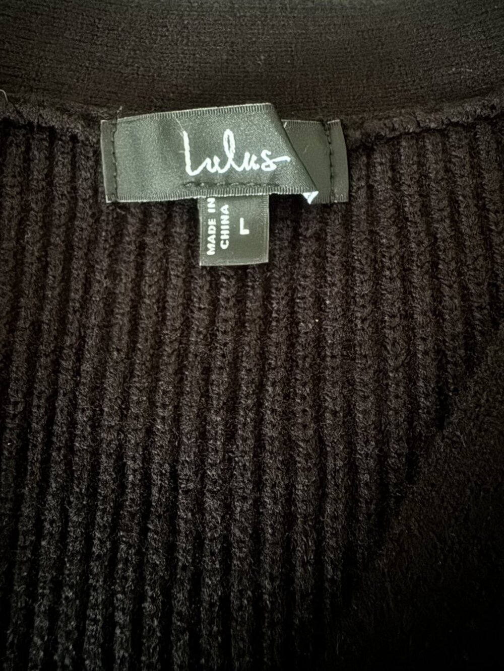 Lulus Adorably Flirty Sweater Mini Dress L EUC Black Button Front V-Neck Knit - Picture 4 of 6